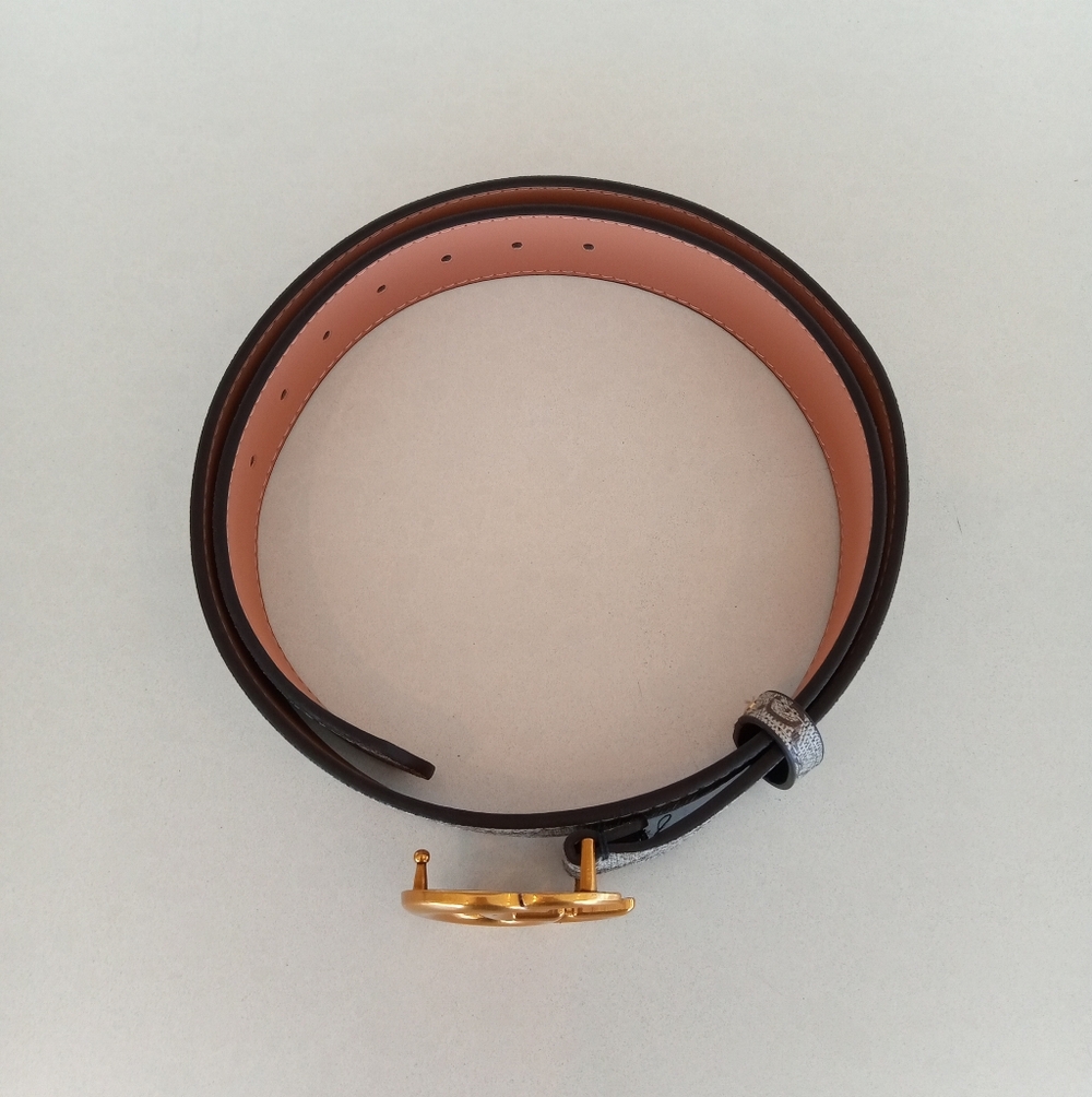 Gucci Monogram Maramont Gold Buckle Beige GG Belt - Picture 3 of 5